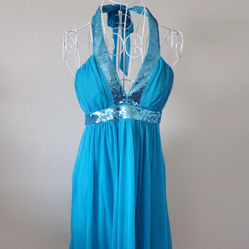 city triangles blue dress 90's City Triangles Blue Sparkly Dress - Tagged Small